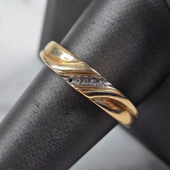 Mens Vintage Estate 10k Yellow Gold Diamond Ring 2.5g #E3777